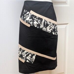 NWT White House Black Market Black and Cream Pencil Skirt Size 8